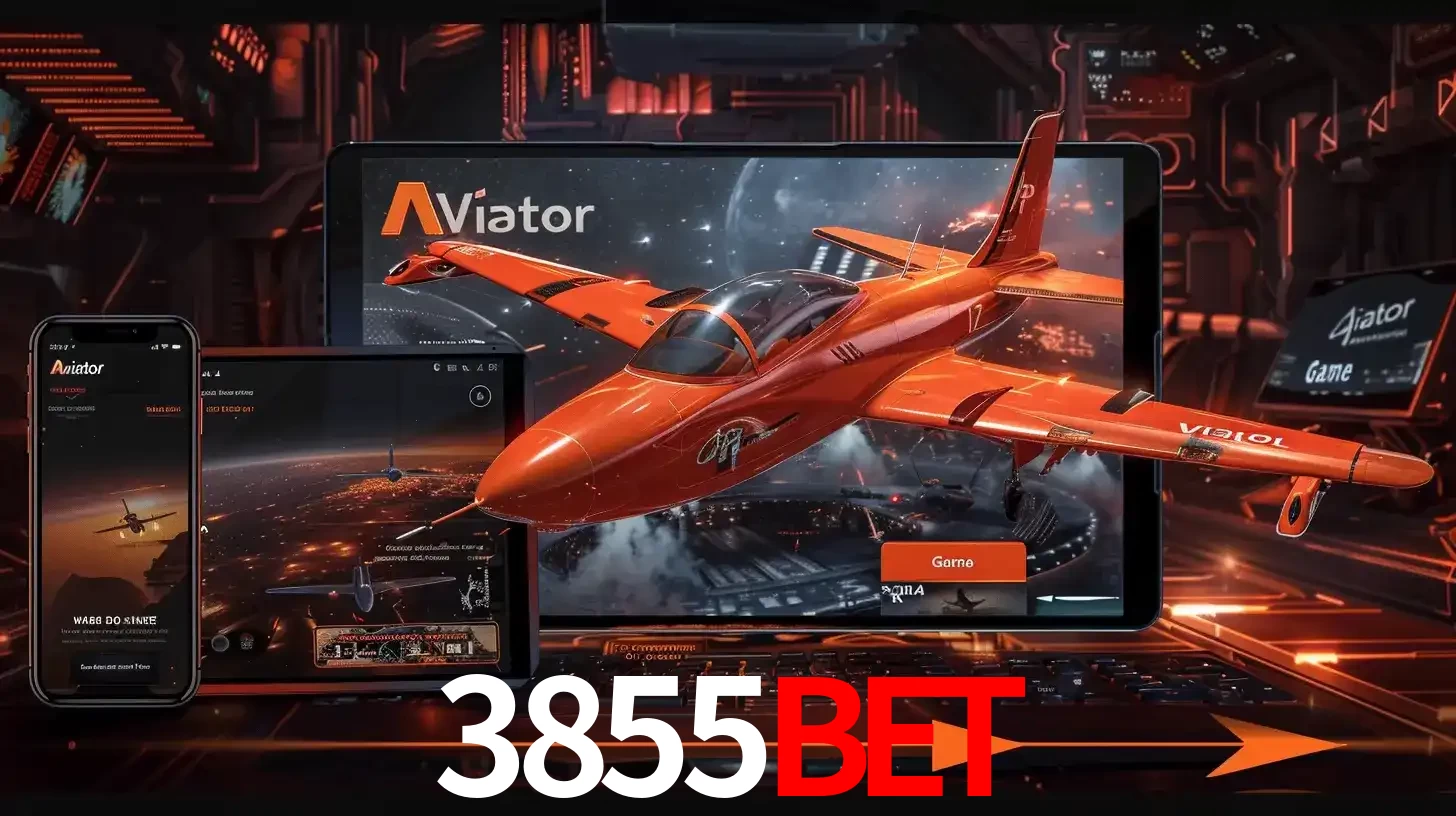 Apresentação tecnológica do jogo Aviator com um avião saindo da tela de um tablet, demonstrando a experiência imersiva em múltiplos dispositivos no 3855bet.