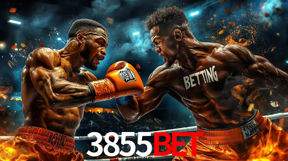 Dois boxeadores em uma luta intensa e explosiva, representando a adrenalina e as oportunidades de apostas em esportes de combate disponíveis na plataforma 3855bet.