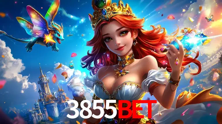 A princesa de um reino de fantasia mágico, com seu pequeno dragão, apresentando um mundo de prêmios encantados nos jogos de caça-níqueis do cassino 3855bet.